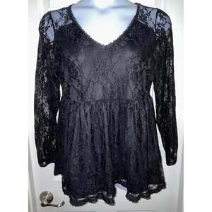 Torrid Babydoll Black Lace Top sz 0